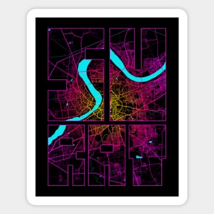 Surat, Gujarat, India City Map Typography - Neon Magnet